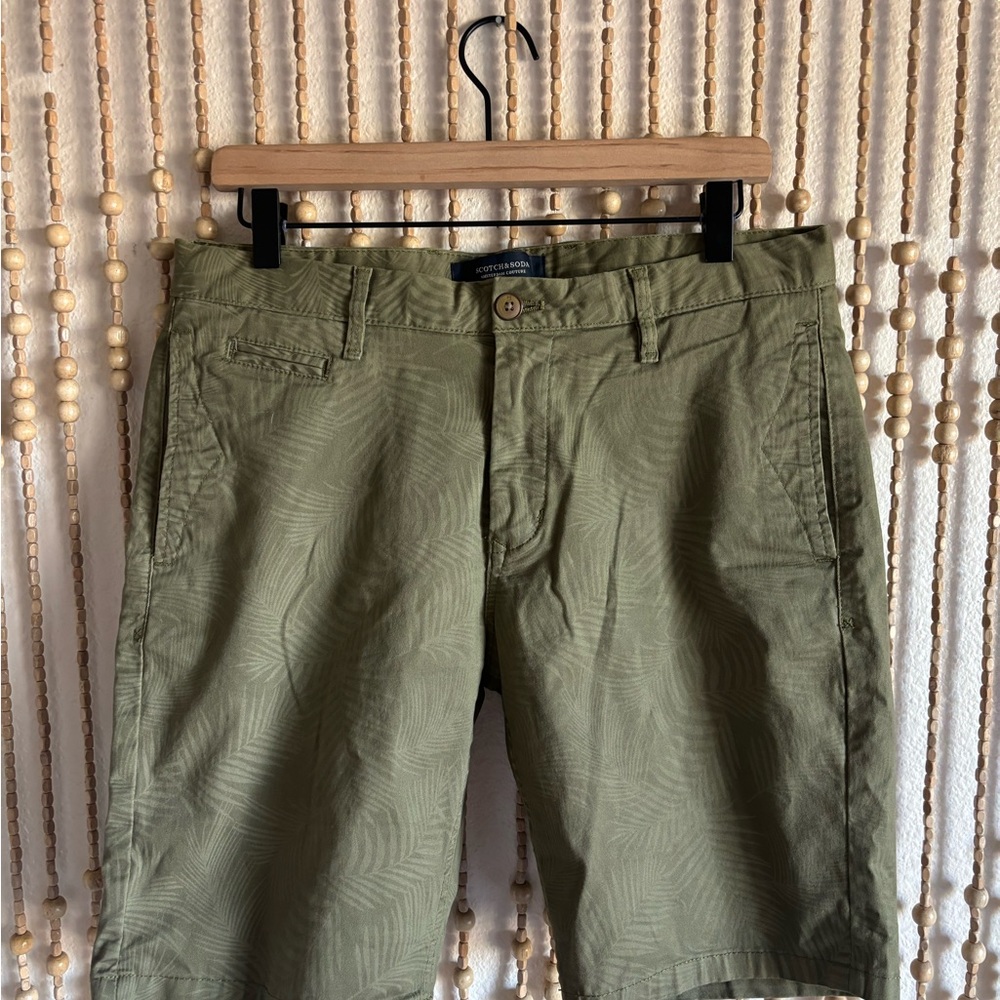 Scotch & Soda Green Palm Print Beachcore Lounge Gorpcore Boho Casual Shorts 30